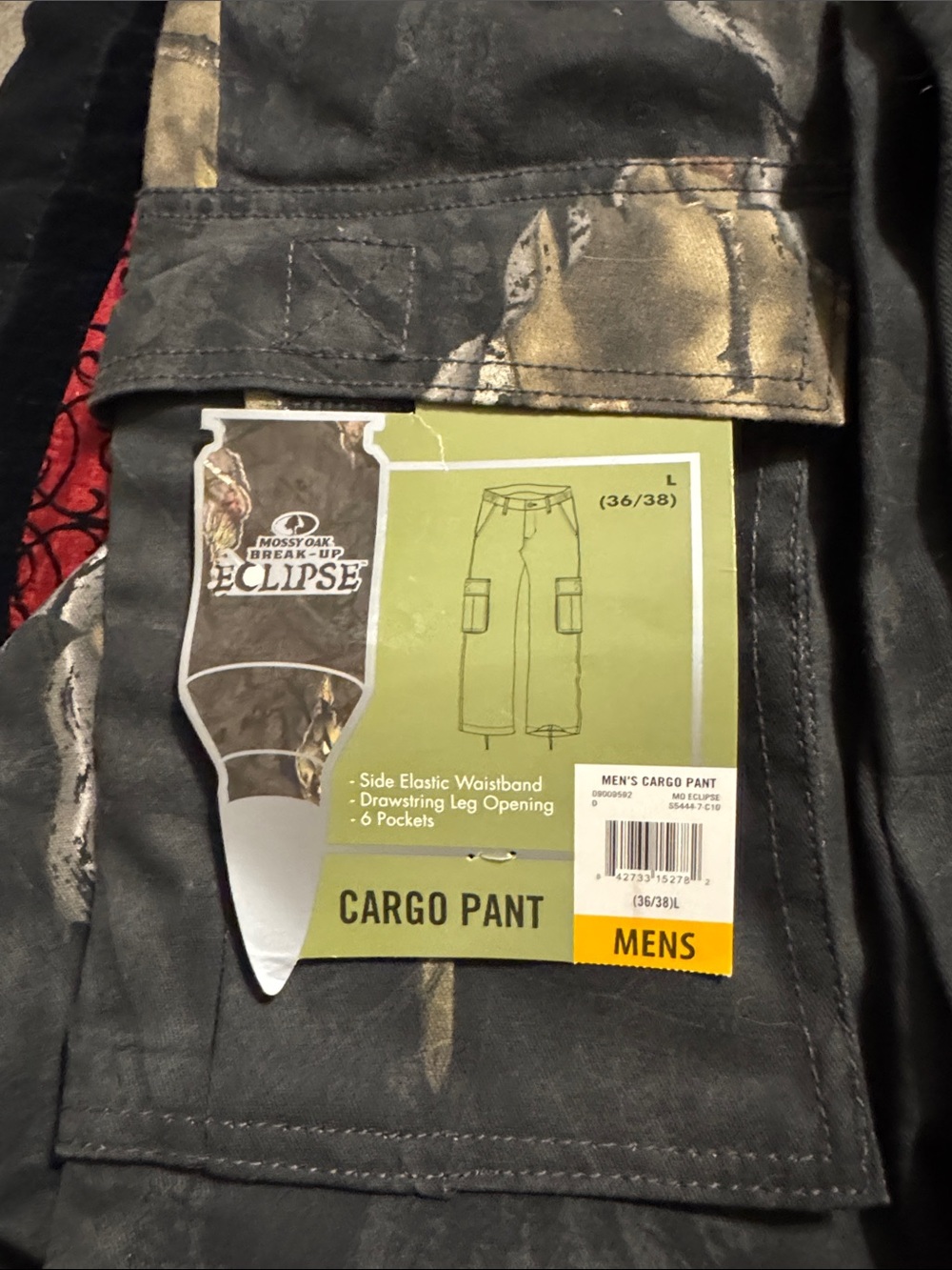 Mossy Oak Men's Cargo Pants - Camo Green/Black